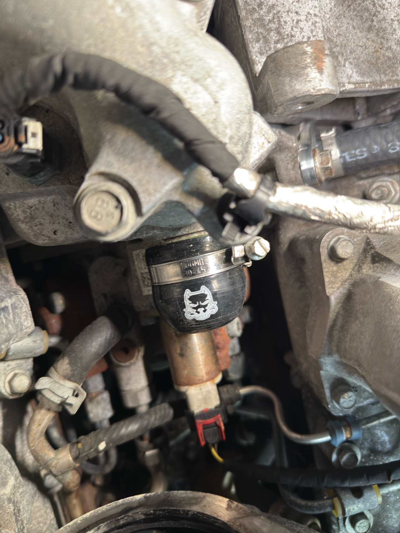 L&D branded silicone coupler installed on a Duramax