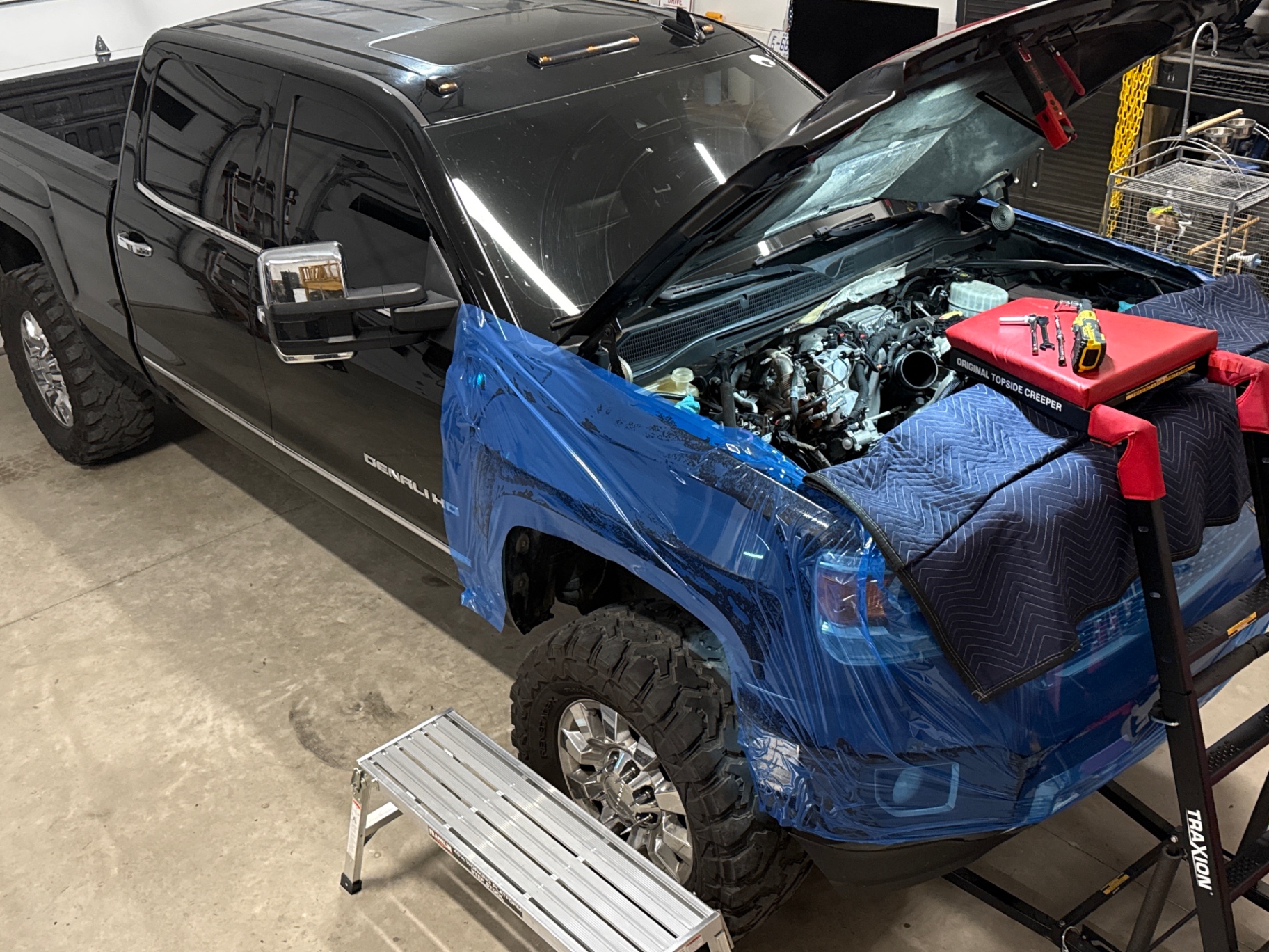 GMC Sierra Denali HD taped up for a build at L&D Performance Diesel