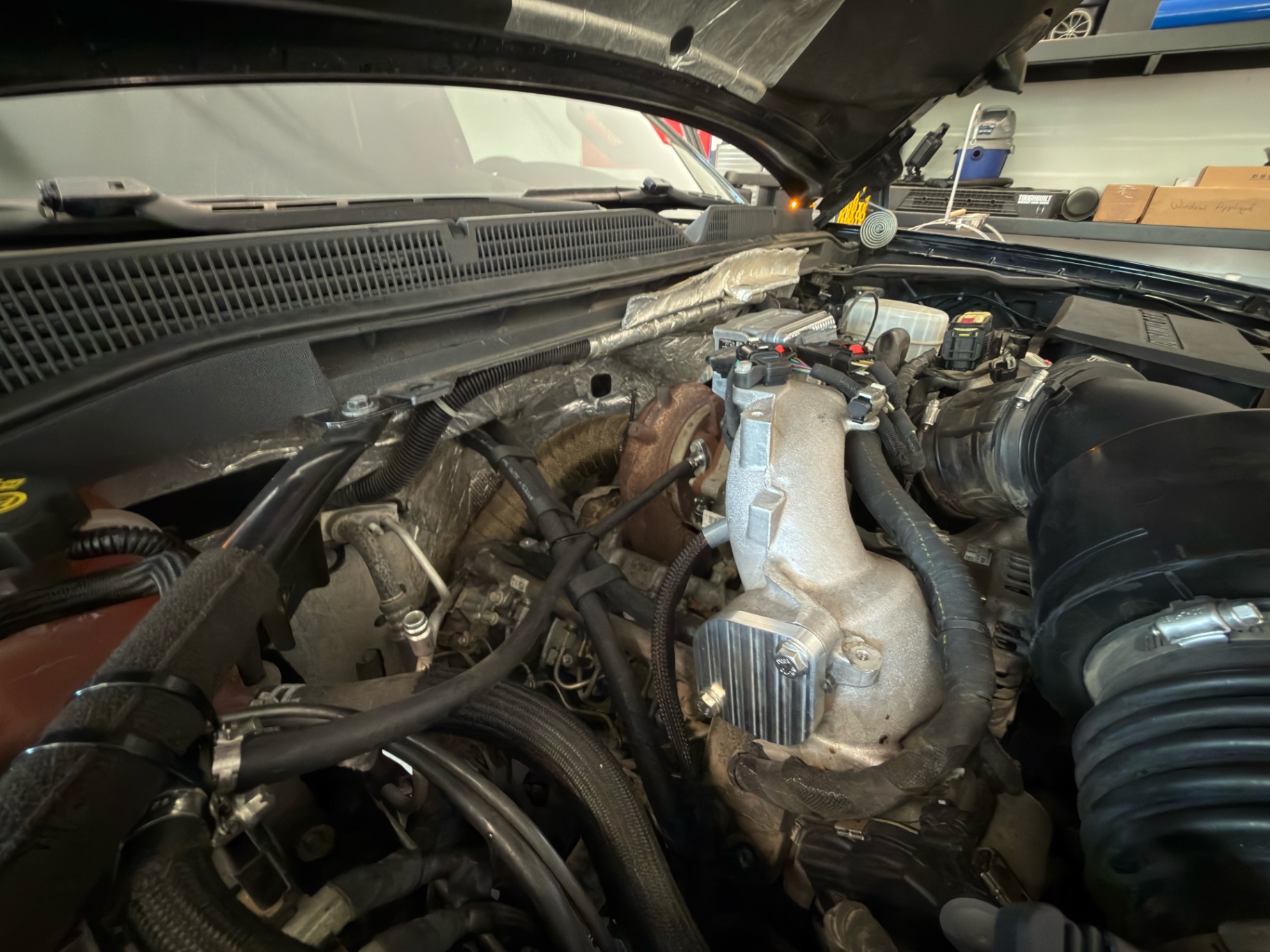 Duramax turbo and intake manifold during a swap